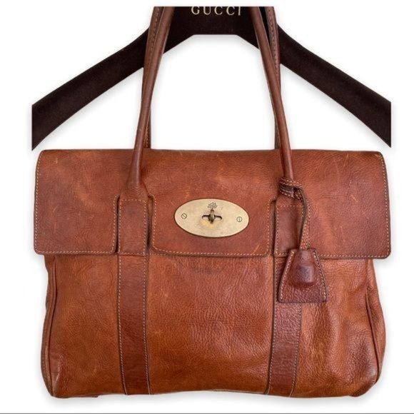 Mulberry Handbags - MULBERRY Vintage Heritage Bayswater Oak Natural calf skin leather top handle bag